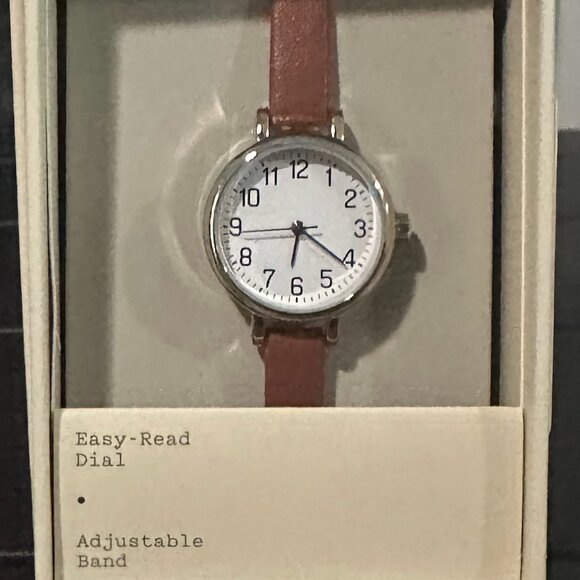 Women's Strap Watch - A New Day™ Silver/Brown: Quartz Movement, Alloy Case Gift - Picture 3 of 4